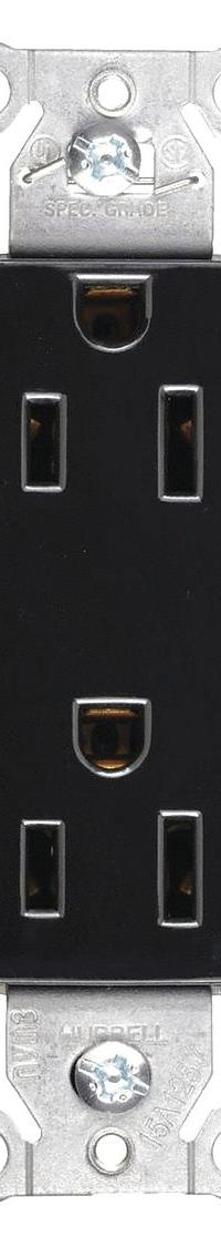 HUBBELL Receptacle: Decorator Duplex, 5-15, Black, 125V AC, 15 A, 2 Pole / 3 Wire (MPN DR15BLK)