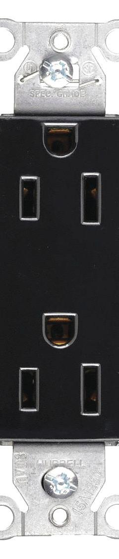HUBBELL Receptacle: Decorator Duplex, 5-15, Black, 125V AC, 15 A, 2 Pole / 3 Wire (MPN DR15BLK)