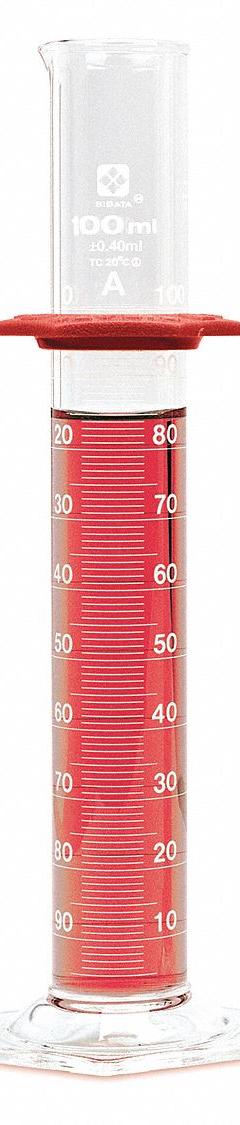 SIBATA Graduated Cylinder: 10 mL, A, To Contain (TC), 0.1 mL Graduation Increments - mL (MPN 2351A-10). Key specifications — ASTM Specification: E1272; Brand: SIBATA; USP Specification: Type I; Closure Included: No; Includes: Bumper.