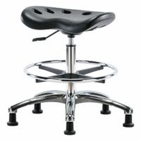 Stool: Polyurethane, Ht Range 20 in to 27 1/2 in, 17 in Seat Wd, 14 in Seat Dp, 5 Glides, 0 Casters (MPN PTMBSL-CR-CF-RG-BLK). Key specifications — Brand: APPROVED VENDOR; Foot Support: Yes; Base Material: Aluminum; ESD-Safe: Not ESD Safe; Number of Casters: 0.