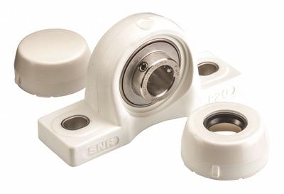 NTN Pillow Block Bearing: 3/4 in Bore, Polymer, Set Screws, 1 19/64 in Shaft Ht - Food-Grade Pillow Block Ball Bearings
