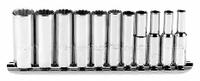 PROTO Socket Set: 1/4 in Drive, 11 Piece, 12-Point, Metric, 5 mm to 14 mm (MPN J47203). Key specifications — attr1224269: 1/4 in; attr1204685: Not Tether Capable; attr1204650: 5 mm to 14 mm; attr1204673: Socket Bits Not Included; attr1204688: PROTO; attr1206170: Standard Sockets.