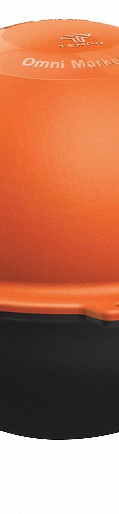 TEMPO COMMUNICATIONS Marker Ball: 77 kHz Freq Transmitted, Ball, Black/Orange (MPN OM-02). Key specifications — Color: Black/Orange; Brand: TEMPO COMMUNICATIONS; Housing Material: Polyethylene; Shape: Ball.