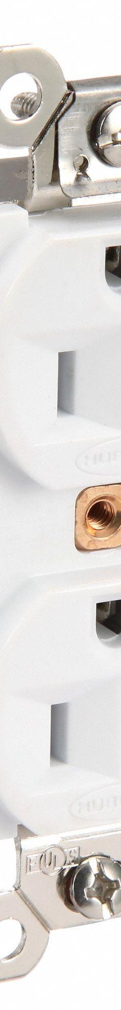 HUBBELL Receptacle: Hospital Grade Fed. Spec., Duplex, 5-15R, White, 125V AC, 15 A, 2 Pole / 3 Wire (MPN HBL8200W)