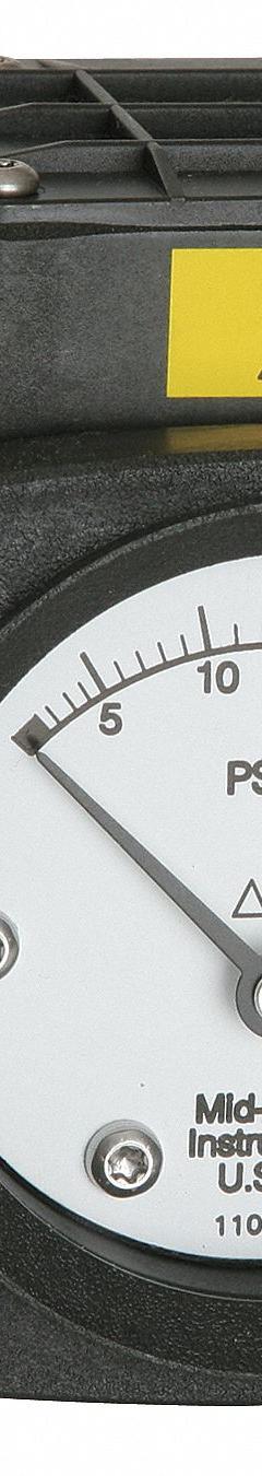 MIDWEST INSTRUMENT Differential Pressure Gauge & Switch: Back, 1/4 in NPT Female, 142, 2 1/2 in Dial (MPN 142-SA-00-O(AA)-100H). Key specifications — Sensor Type: Diaphragm; Series: 142; Housing Material: 316 Stainless Steel; Certificate of Calibration: Not Included; Gauge Accuracy: ±3-2-3%.