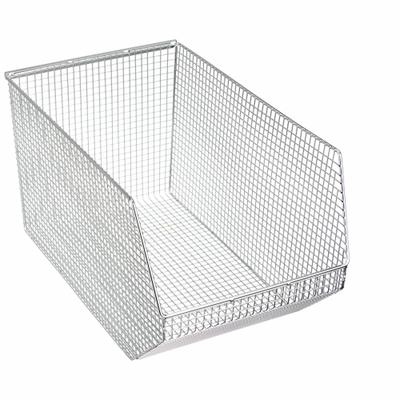 QUANTUM STORAGE SYSTEMS Hang and Stack Bin: 11 in x 18 1/2 in x 10 1/4 in, Silver - Vented Metal Wire-Mesh Bins