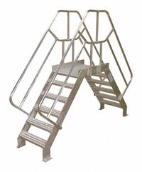 COTTERMAN Crossover Bridge: 3.3 ft Platform Ht, Aluminum, 500 lb Load Capacity, Serrated, 5 Steps (MPN 5SCA36A3C50P3). Key specifications — Brand: COTTERMAN; Color: Gray; Tread Type: Serrated.