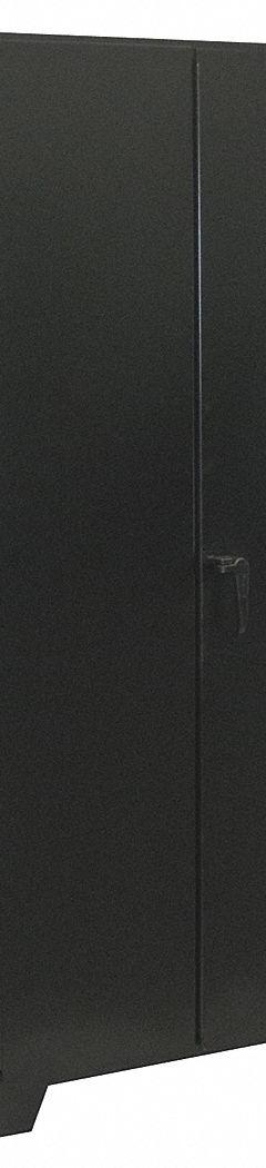 JAMCO Storage Cabinet: 48 in x 24 in x 78 in, Swing Handle & Padlock Hasp, 14 ga Panel Thick, Legs (MPN DL248BL). Key specifications — attr62698: Black; attr62736: Welded; attr87895: Legs; attr62693: Assembled; attr62737: Stationary; attr62694: Adjustable; attr62695: Powder Coated; attr62696: Steel.
