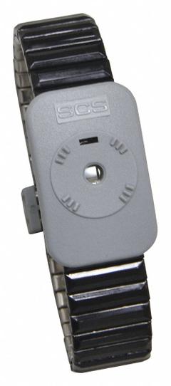 SCS Dual-Wire Metal Wristband: Metal, Black, 7 in Strap Lg - Max, 2 Strap Conductors, Coiled, 2385. Key specifications — Strap Color: Black; Brand: SCS; Cord Shape: Coiled.