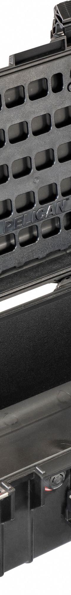 PELICAN Lid Panel: 13 in x 14 in, 56 Openings, Twist Cam Locks, Plastic, Black (MPN 015350-5200-110). Key specifications — Compatible Manufacturer Model Number: 1535; Attachment Type: Twist Cam Locks; Material: Plastic; Color: Black; Brand: PELICAN.