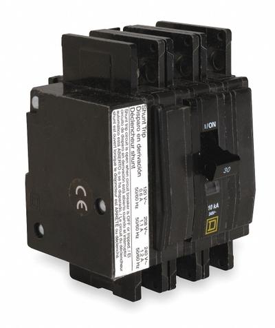 SQUARE D Miniature Circuit Breaker: 100 A, 120/240V AC, Three Phase, 10kA at 120/240V AC - QOU Series, Unit-Mount Square D Miniature Circuit Breakers