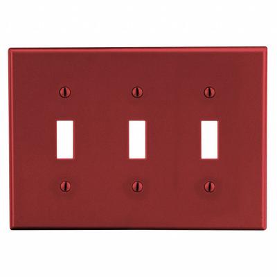 HUBBELL Wall Plate: Toggle, 3 Gang, Red - General Purpose Wall Plates