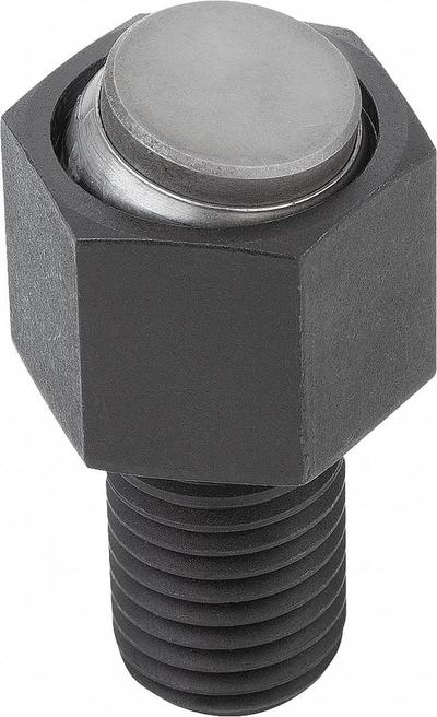 KIPP Threaded Gripper w/Flat Pad: Stainless Steel Pad, M12, 20 mm Thread Lg - Threaded Grippers with Flat Stainless Steel Pad