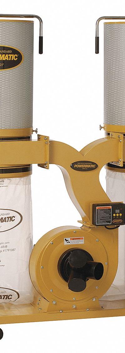 POWERMATIC Wood Dust Collector: Single-Stage, 230V AC, 1,782 cfm - Mobile Single-Stage Wood Dust Collectors with Cartridge Filter