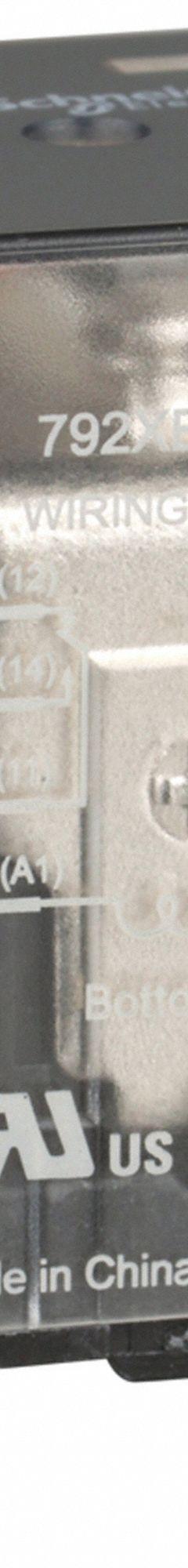 SCHNEIDER General Purpose Relay: Socket Mounted, 12 A Current Rating, 12V DC, DPDT, 8 Pins/Terminals (MPN 792XBXC-12D). Key specifications — Brand: SCHNEIDER; Base Type: Square; Mounting Style: Plug-In; Electrical Connection: Faston Connector; Manufacturer Part Number: 792XBXC-12D; Operating Current: 12 A at 120V AC (Conforming to UL); Series: 792 Series.