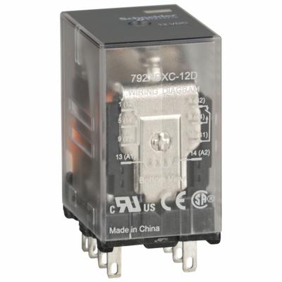 SCHNEIDER General Purpose Relay: Socket Mounted, 12 A Current Rating, 12V DC, DPDT - Socket-Mounted Relays