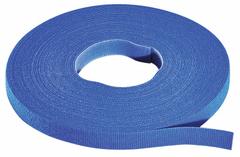RIP-TIE Hook-and-Loop Cable Tie Roll: 75 ft Lg, 0.38 in Wd, 50 lb Tensile Strength, Blue (MPN W-75-PRL-BU). Key specifications — Color: Blue; Material: Nylon; Brand: RIP-TIE.