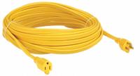 APPROVED VENDOR Extension Cord: Indoor Use, 100 ft Lg, Outlet, 5-15P, 12/3, SPT-3, Yellow, 125V AC (MPN 1FD63). Key specifications — Brand: APPROVED VENDOR; Temperature Rating: 32° to 167°F; NEMA Plug Configuration: 5-15P.