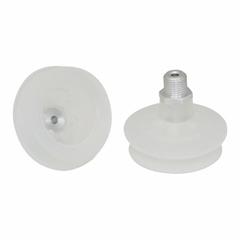 SCHMALZ Vacuum Pad Assembly: Bellows, 1.5 Folds, G1/4 in Vacuum Port, 60 mm Pad Dia, Clear, 55 A (MPN 10.01.06.00093). Key specifications — attr1019136: 10.01.06.00093; attr1019138: SCHMALZ; attr1019139: 55 A.
