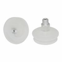 SCHMALZ Vacuum Pad Assembly: Bellows, 1.5 Folds, G1/4 in Vacuum Port, 60 mm Pad Dia, Clear, 55 A (MPN 10.01.06.00093). Key specifications — attr1019136: 10.01.06.00093; attr1019138: SCHMALZ; attr1019139: 55 A.