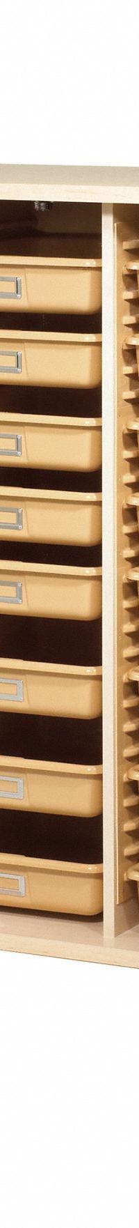 Mobile Tote Tray Cabinet: 4 1/4 ft Overall Ht, 22 in Overall Dp, 4 ft Overall Wd, Maple, 24 Drawers (MPN MTTC-4824WDM). Key specifications — Product Type: Mobile Tote Cabinet; Brand: DIVERSIFIED SPACES; Material: Maple; Cabinet Type: Mobile Cabinets.