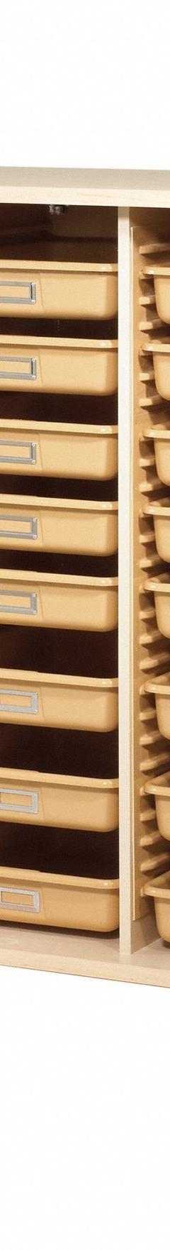 Mobile Tote Tray Cabinet: 4 1/4 ft Overall Ht, 22 in Overall Dp, 4 ft Overall Wd, Maple, 24 Drawers (MPN MTTC-4824WDM). Key specifications — Product Type: Mobile Tote Cabinet; Brand: DIVERSIFIED SPACES; Material: Maple; Cabinet Type: Mobile Cabinets.