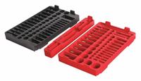 MILWAUKEE PACKOUT Socket Tray: 9 3/4 in W x 12 in D x 1 5/8 in H, Plastic, Black/Red (MPN 48-22-9486T). Key specifications — attr1120253: MILWAUKEE; attr1120340: Plastic; attr1120341: Red.