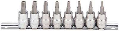 WESTWARD Socket Bit Set: 1 - 25 Pieces, 3/8 in Drive Size, 8 Pieces, T15 to T47 Tip Size Range - Security Torx Bit Socket Sets