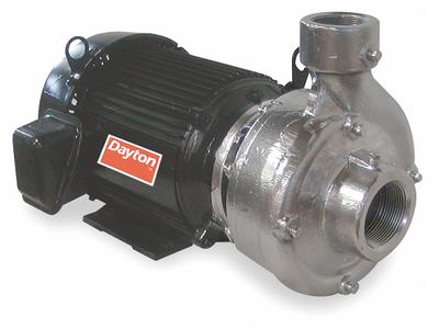 Dayton Centrifugal Pump: 7 1/2 hp, 208-230/460V AC, 150 ft Max Head, 2 1/2 in - 5 to 10 HP Straight Centrifugal Pumps