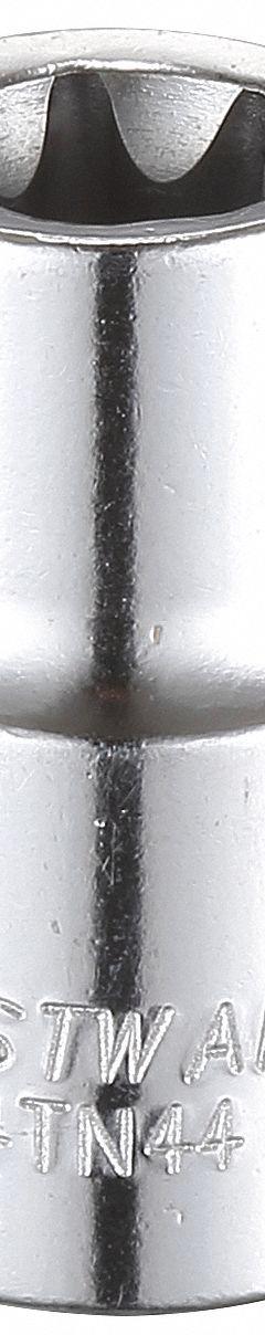 WESTWARD Socket: 3/8 in Drive Size, E12 Socket Size, External Torx, Std, Chrome, 1 1/4 in Overall Lg (MPN 54TN44). Key specifications — attr1206049: WESTWARD; attr1206024: Chrome.