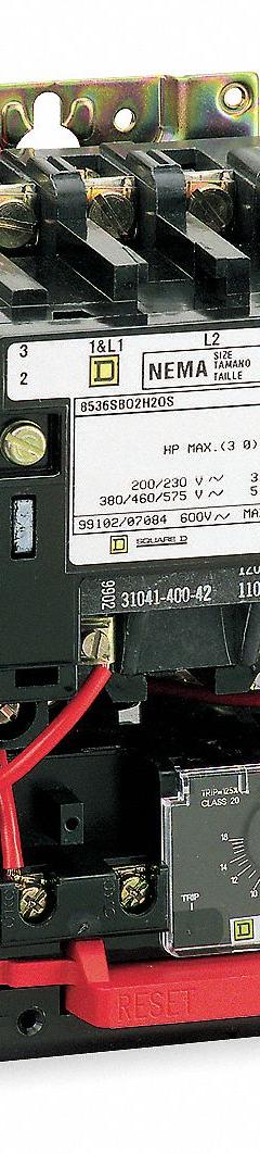 SQUARE D NEMA Magnetic Motor Starter: Non-Reversing, 3 Poles, NEMA Size 3, 90 A, 480V AC Coil (MPN 8536SEO1V06H30). Key specifications — Brand: SQUARE D; Coil Voltage: 480V AC; Phase: Three; Operator: None; Terminal Connection Type: Screw Clamp Terminals; Includes Pilot Light: No; Operator Controls: None; Auxiliary Contacts Included: No Auxiliary Contacts Included.