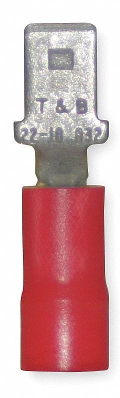 STA-KON Wire Disconnect: Male Tab, Red, Vinyl, Partial Coverage, 22 AWG – 18 AWG Wire Size (MPN 18RAD-187). Key specifications — attr1307035: STA-KON; attr1307036: 18RAD-187.