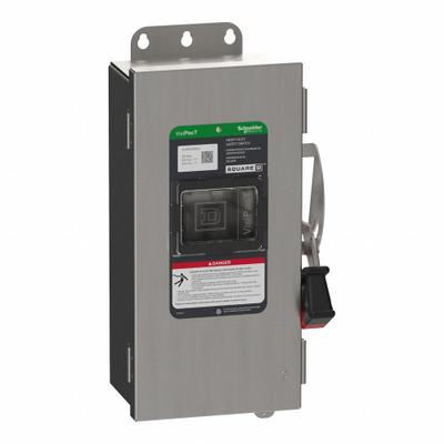 SCHNEIDER Safety Switch: Fusible, 30 A, Three Phase, 600V AC/DC, 316 Stainless Steel - Fusible Safety Switches