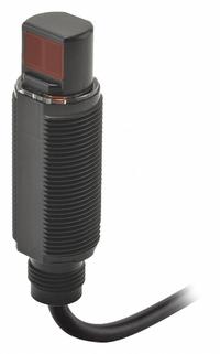OMRON Photoelectric Sensor: M18 Threaded, Built-in Connector, 4 - Pin M12 Connector, 10-30V DC, PNP (MPN E3RA-RP21). Key specifications — attr211355: OMRON; attr1075361: 10-30V DC; attr1114840: M18 Threaded.