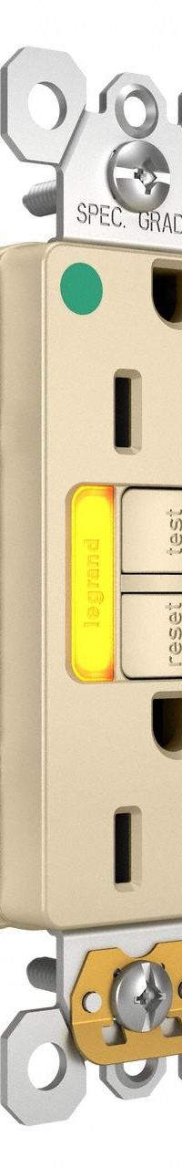 LEGRAND GFCI: Hospital Grade, Duplex, 5-15R, Ivory, GFCI, 125V AC, 15 A, 2 Pole / 3 Wire (MPN 1597HGTRPIAMBI)