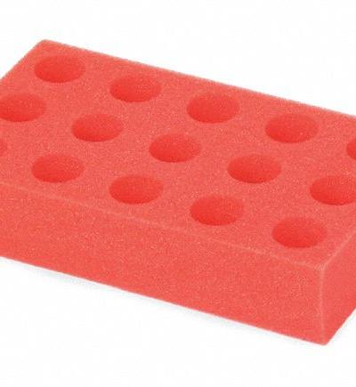 OHAUS Tube Rack: Foam, Red, (15) Tubes - Lab Storage Racks
