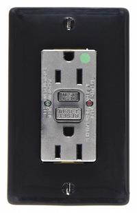 HUBBELL GFCI Receptacle: Hospital Grade, Duplex, 5-15R, Black, GFCI, 125V AC, 15 A, 2 Pole / 3 Wire (MPN GFR82BLK)
