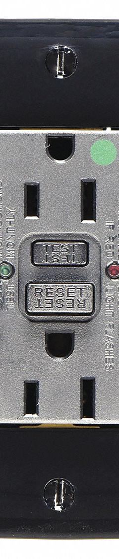 HUBBELL GFCI Receptacle: Hospital Grade, Duplex, 5-15R, Black, GFCI, 125V AC, 15 A, 2 Pole / 3 Wire (MPN GFR82BLK)