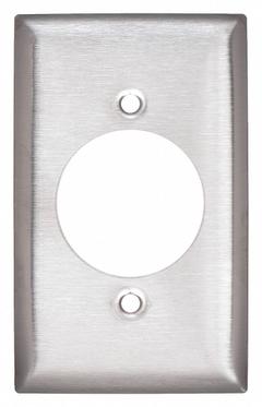 HUBBELL Wall Plate: Single Circular Opening, 1 Gang, Silver, Std Size (MPN SS720). Key specifications — Brand: HUBBELL; Material: Stainless Steel.