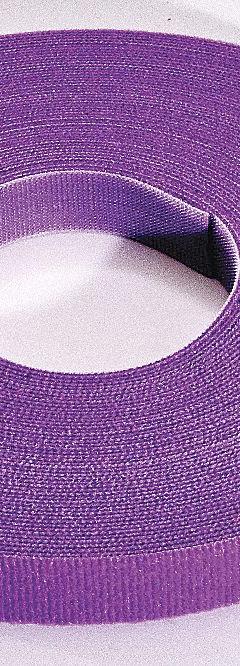 RIP-TIE Hook-and-Loop Cable Tie Roll: 75 ft Lg, 0.38 in Wd, 50 lb Tensile Strength, Violet (MPN W-75-PRL-V). Key specifications — Color: Violet; Material: Nylon; Brand: RIP-TIE.