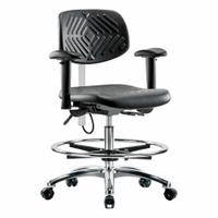 ESD Task Chair: Polyurethane, Arms Included, Ht Range 20 1/4 in to 28 in, 16 in Seat Wd, Adj, ISO 5 (MPN BR-ESD-PMBCH-CR-T0-A1-CF-EC). Key specifications — Foot Support: Yes; Back Tilt Backward: 13.5°; Back Tilt Forward: 10.5°; Base Material: Aluminum; Brand: APPROVED VENDOR; Product Type: Cleanroom Task Chair; Cleanroom Class: ISO 5; ESD-Safe: ESD-Safe.
