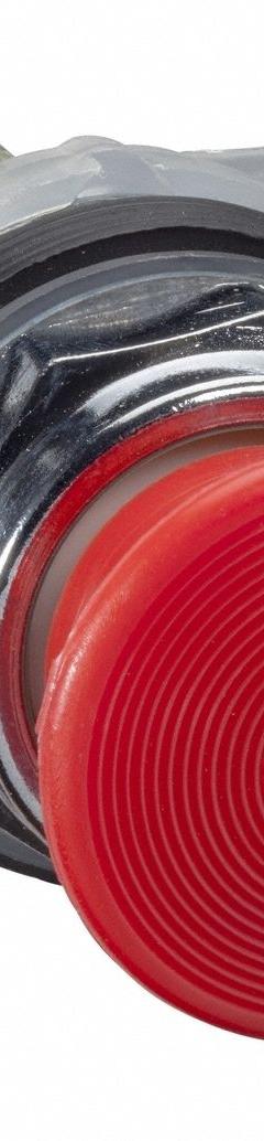 SCHNEIDER Mushroom Head Push Button: Non-Illuminated, Mushroom Head Profile, Non-Metallic, 30 mm (MPN 9001KR24RH13). Key specifications — Brand: SCHNEIDER; Action: Momentary; Series: 9001K; Push Button Material Type: Non-Metallic.