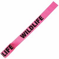APPROVED VENDOR Flagging Tape: 150 ft Lg, 1 1/2 in Wd, Wildlife Legend, Vinyl, Pink Color (MPN CUPGBK122-200). Key specifications — Tape Message: Wildlife; Message Color: Black; Brand: APPROVED VENDOR.
