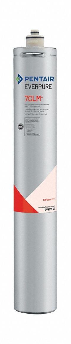 EVERPURE Water Filter Cartridge: 5 micron, 1.67 gpm, 7,500 gal, 20 11/16 in Overall Ht (MPN EV977100). Key specifications — Filter Media: Catalytic Carbon; Brand: EVERPURE.
