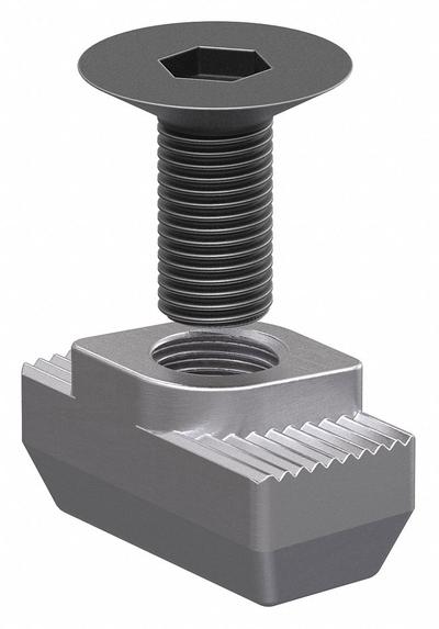 80/20 Bolt Assembly: M6 Size, 18 mm Thread Lg, Flat Head Socket Cap, For 10.2 mm Slot Wd - Drop-In T-Nuts