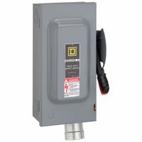 SQUARE D Safety Switch: Non-Fusible, 60 A, Three Phase, 600V AC, Galvanized Steel, Indoor (MPN HU362AWH). Key specifications — attr867074: SQUARE D; attr925469: Hubbellock.