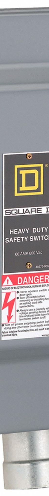 SQUARE D Safety Switch: Non-Fusible, 60 A, Three Phase, 600V AC, Galvanized Steel, Indoor (MPN HU362AWH). Key specifications — attr867074: SQUARE D; attr925469: Hubbellock.