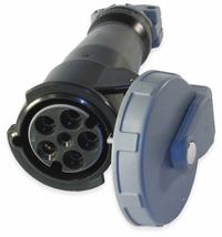 HUBBELL Pin and Sleeve Connector: Black, 347/600V AC, Three Phase, 100 A, 4 Pole, 5 Wire (MPN HBL5100C5W). Key specifications — Brand: HUBBELL.