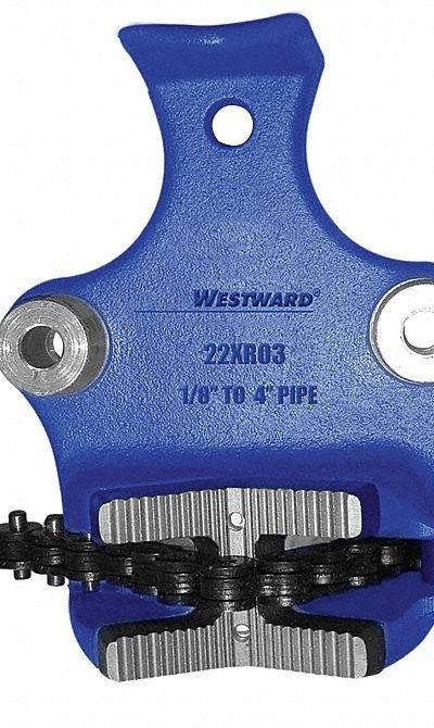WESTWARD Bench Chain Vise: 0.13 in – 4 in Pipe Size Range, 4 in Max Ht, 3 in Min Ht - Bench Chain Vises