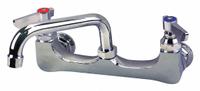 DOMINION COMMERCIAL FAUCETS Low Arc Service Sink Faucet: Wall, Widespread, Brass, Chrome (MPN 77-9206). Key specifications — Color/Finish: Chrome; Includes: Handles.